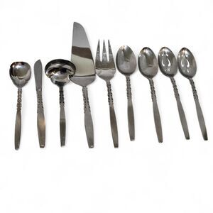 International Lyon Stainless Steel ALHAMBRA 9 Piece Serve Set Ladle Fork Spoons